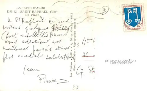 AK / Ansichtskarte Saint Raphael_Var La Plage Cote d Azur Saint Raphael Var