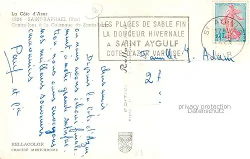 AK / Ansichtskarte Saint Raphael_Var Contre Jour a la Calanque de Santa Lucia Cote d Azur Saint Raphael Var