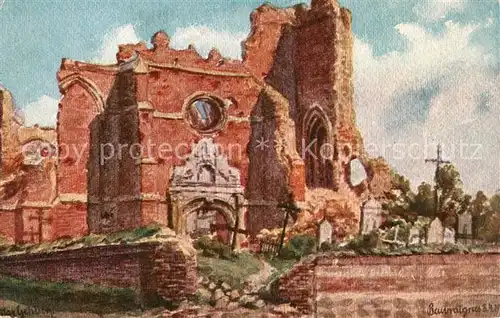 AK / Ansichtskarte Beuvraignes Ruinen der Kirche Kuenstlerkarte Feldpost Beuvraignes