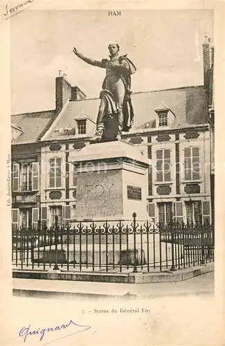 AK / Ansichtskarte Ham_Somme Statue du General Foy Monument Ham_Somme