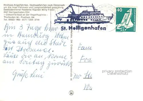AK / Ansichtskarte Schiffe_Ships_Navires Stadt Heiligenhafen  