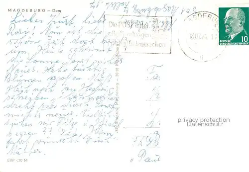 AK / Ansichtskarte Strassenbahn Magdeburg Dom 