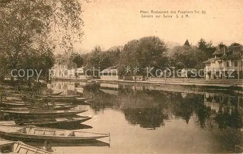 AK / Ansichtskarte Samois sur Seine Hotel Restaurant de Peuplieres Boote Samois sur Seine