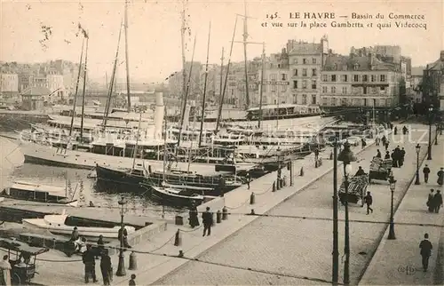 AK / Ansichtskarte Le_Havre Bassin du Commerce et vue sur la place Gambetta et Quai Videcocq Le_Havre