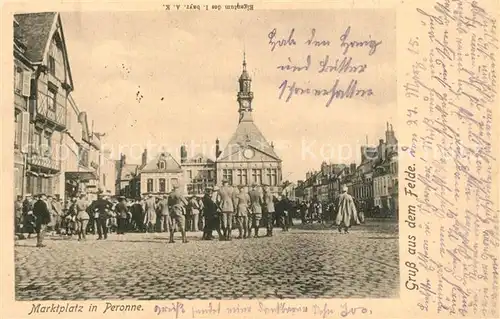 AK / Ansichtskarte Peronne_Somme Marktplatz Peronne Somme