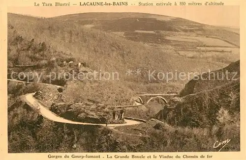 AK / Ansichtskarte Lacaune_les_Bains Gorges du Gourp fumant La Grande Boucle Viaduc du Chemin de fer Lacaune_les_Bains