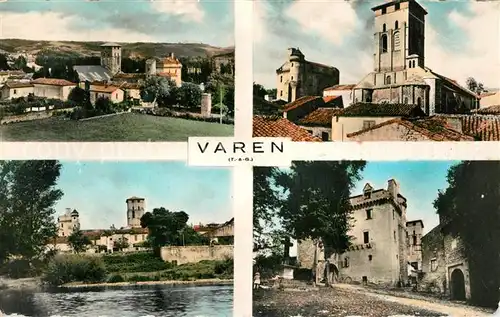 AK / Ansichtskarte Varen_Tarn et Garonne Vue generale La Collegiale Chateau Vieille Porte Clocher Varen Tarn et Garonne