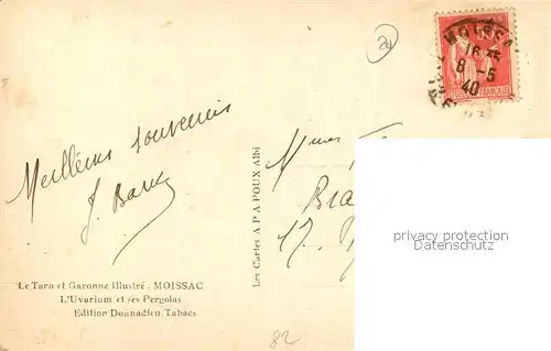 AK / Ansichtskarte Moissac Uvarium et ses Pergolas Moissac