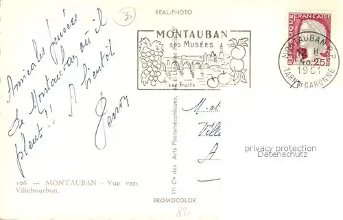 AK / Ansichtskarte Montauban Vue vers Villebourbon Pont Montauban