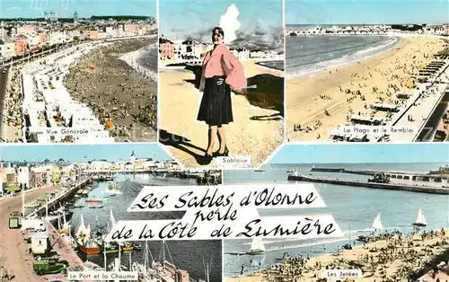 AK / Ansichtskarte Les_Sables d_Olonne Vue generale La Plage et le Rembloi Le Port et la Chaume Les Jetees Les_Sables d_Olonne