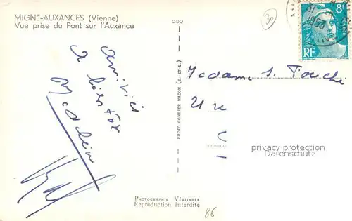 AK / Ansichtskarte Migne Auxances Vue prise du Pont sur l Auxance Migne Auxances