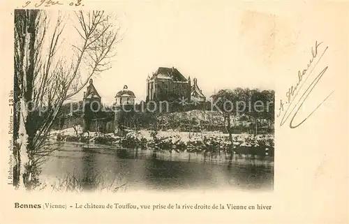 AK / Ansichtskarte Bonnes_Vienne Le chateau de Touffou vue prise de la rive droite de la Vienne en hiver Bonnes Vienne