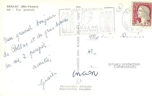 AK / Ansichtskarte Bellac Vue generale Bellac