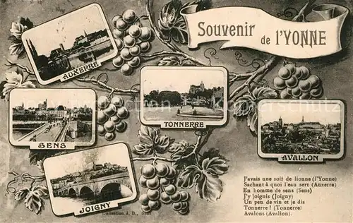 AK / Ansichtskarte Yonne_Region Auxerre Sens Tonnerre Joigny Avallon 