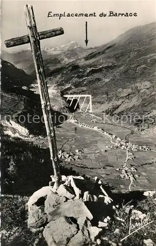 Tignes Vue sur les travaux du Barrage et le Mont Blanc Croix Alpes Francaises Tignes