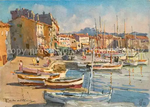 Saint_Tropez_Var Hafenpartie Kuenstlerkarte Saint_Tropez_Var