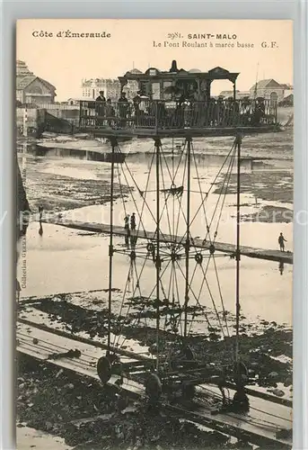 Saint Malo_Ille et Vilaine_Bretagne Le Pont Roulant a maree basse GF Saint Malo_Ille et Vilaine