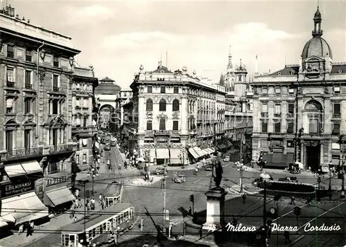 AK / Ansichtskarte Strassenbahn Milano Piazza Cordusio 