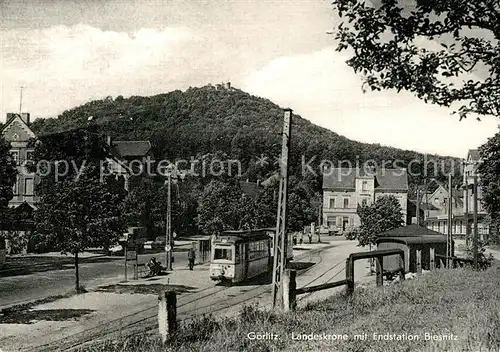 AK / Ansichtskarte Strassenbahn G?rlitz Landeskrone Endstation Biesnitz 