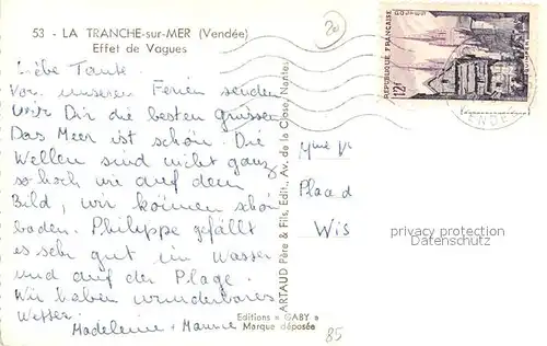 AK / Ansichtskarte La_Tranche sur Mer Effet de Vagues La_Tranche sur Mer