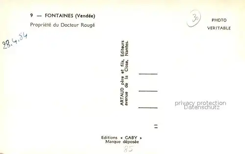 AK / Ansichtskarte Fontaines_Vendee Propriete du Docteur Rouge Fontaines Vendee