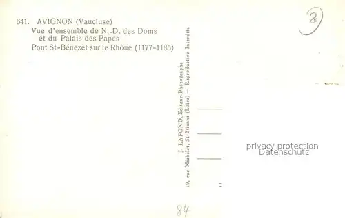 AK / Ansichtskarte Avignon_Vaucluse Vue densemble de ND des Doms et du Palais des Papes Pont St Benezet sur le Rhone Avignon Vaucluse