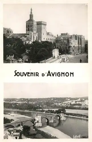 AK / Ansichtskarte Avignon_Vaucluse Vue densemble de ND des Doms et du Palais des Papes Pont St Benezet sur le Rhone Avignon Vaucluse