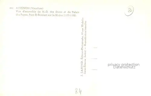AK / Ansichtskarte Avignon_Vaucluse Vue densemble de ND des Doms et du Palais des Papes Pont St Benezet sur le Rhone Avignon Vaucluse