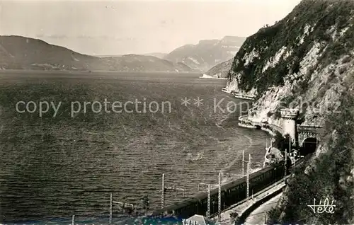 AK / Ansichtskarte Le_Bourget du Lac_Savoie Panorama Lac du Bourget Route de la Corniche et les Tunnels Le_Bourget du Lac_Savoie
