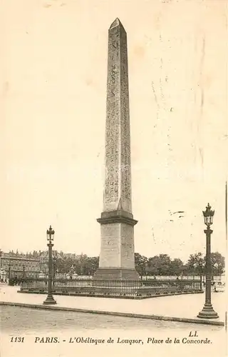 AK / Ansichtskarte Paris Obelisque de Louqsor Place de la Concorde Paris