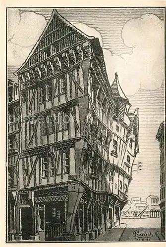 AK / Ansichtskarte Rouen Strassenpartie Fachwerk K?nstlerkarte Rouen
