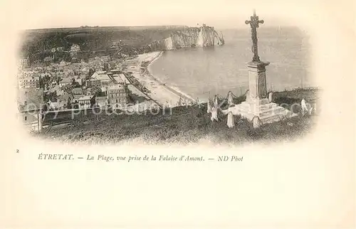 AK / Ansichtskarte Etretat Plage vue prise del al Falaise d`Amont Etretat