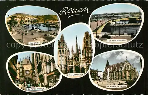 AK / Ansichtskarte Rouen Quais Pont Corneille Palais de Justice Cathedrale Gros Horloge Rouen
