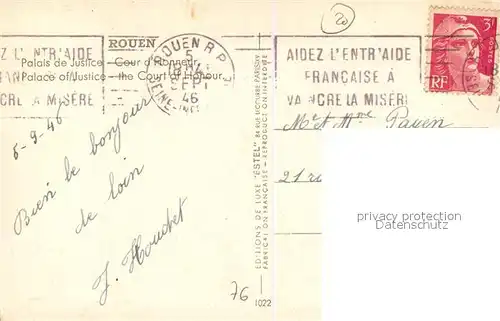 AK / Ansichtskarte Rouen Palais de Justice Cour d`Honneur Rouen