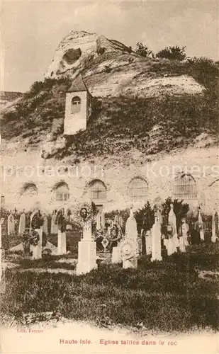 AK / Ansichtskarte Haute Isle Eglise dans le roc Cimetiere Haute Isle