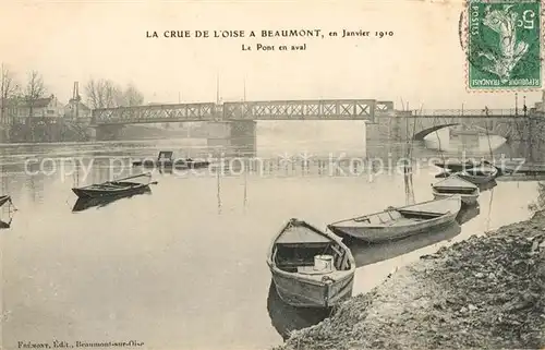 AK / Ansichtskarte Beaumont sur Oise La crue de l Oise Pont Beaumont sur Oise