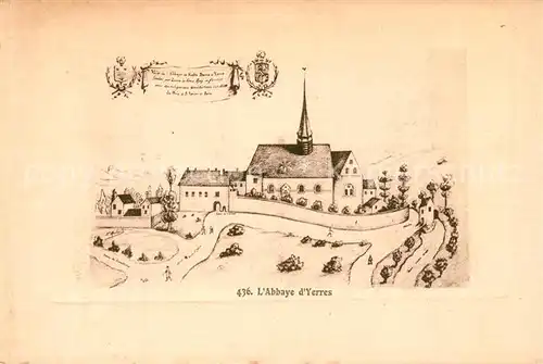 AK / Ansichtskarte Yerres Abbaye Dessin Kuenstlerkarte Yerres