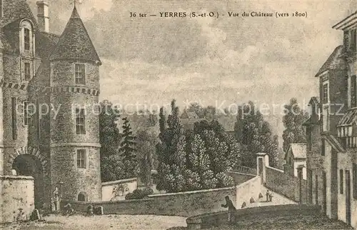 AK / Ansichtskarte Yerres Vue du Chateau vers 1800 Dessin Kuenstlerkarte Yerres