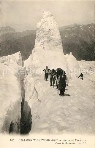 AK / Ansichtskarte Chamonix Serac et Crevasse dans la Jonction Bergsteiger Gletscherspalte Chamonix