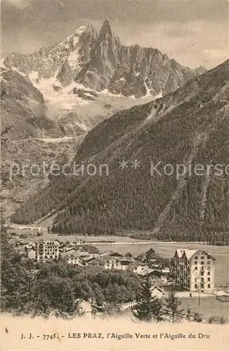 AK / Ansichtskarte Les_Praz Panorama Aiguille Verte Aiguille du Dru Alpes Francaises Les_Praz