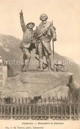 AK / Ansichtskarte Chamonix Monument de Saussure Statue Chamonix