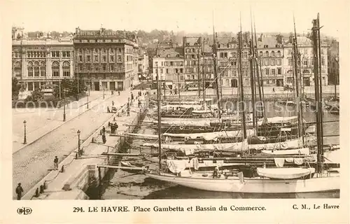 AK / Ansichtskarte Le_Havre Place Gambetta et Bassin du Commerce Segelboote Le_Havre