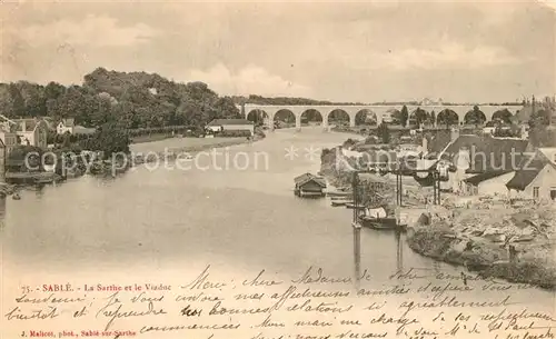 AK / Ansichtskarte Sable sur Sarthe La Sarthe et le Viaduc Sable sur Sarthe