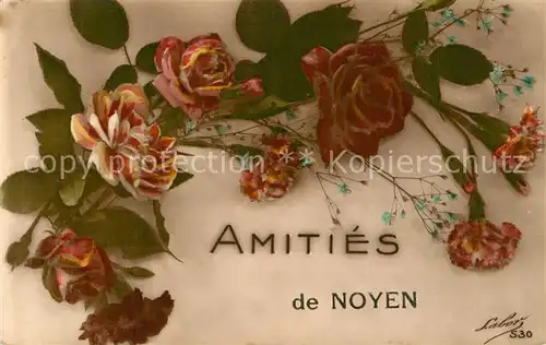 AK / Ansichtskarte Noyen sur Sarthe Amities Blumenkarte Noyen sur Sarthe