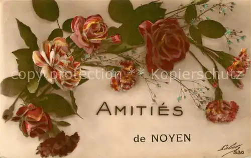 AK / Ansichtskarte Noyen sur Sarthe Amities Blumenkarte Noyen sur Sarthe