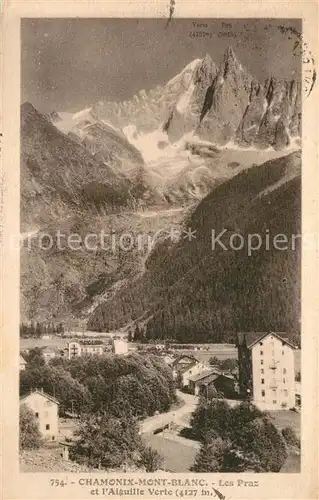 AK / Ansichtskarte Les_Praz Panorama Aiguille Verte Massif du Mont Blanc Alpes Francaises Les_Praz