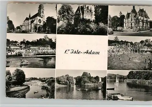 AK / Ansichtskarte L_Isle Adam Eglise Royal Conty Hotel de Ville Plage Bassin Barrage sur l Oise L_Isle Adam