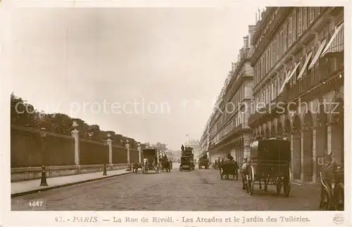 AK / Ansichtskarte Paris Rue de Rivoli Arcades Jardin des Tuileries Paris