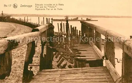 AK / Ansichtskarte Zeebrugge Estacade Incendiee et le Thetis Zeebrugge
