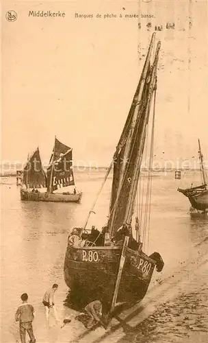 AK / Ansichtskarte Middelkerke Barques de peche a maree basse Middelkerke